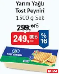 SEK YARIM YAĞLI TOST PEYNİRİ 1500 G
